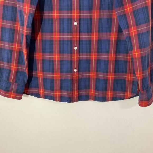 J. Crew Red and Navy Plaid Buttondown Shirt Size Large Preppy Button-Up Shirt - Picture 3 of 8